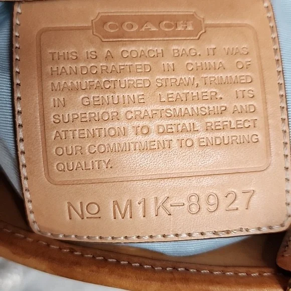 Coach 2001 RARE vintage mini Signature Light Brown Camel Beige Gold Raffia Tote - Picture 5 of 5